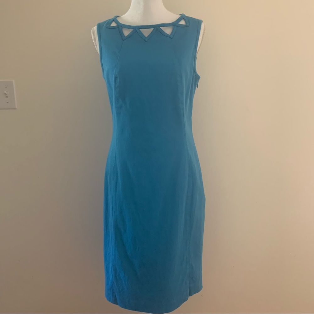 •Talbots• Turquoise Sheath w/Neckline Cutouts - 10